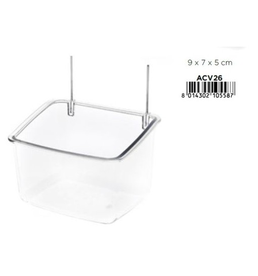 Mangiatoia trasparente Pappagalli cm 9 x 7 x 5 h