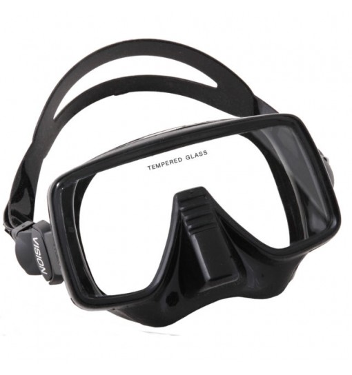 Maschera apnea Vision Nera in silicone nero vetro temperato Abysstar