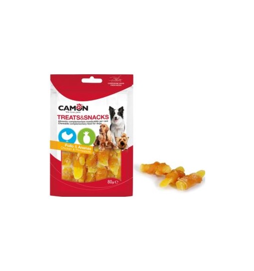 Treats& snacks per cani gusto pollo bovino e suino Camon 80 gr