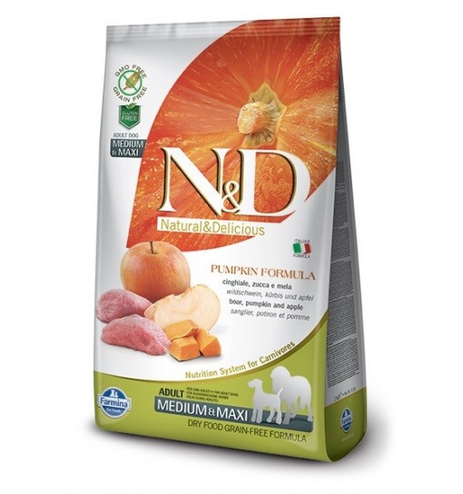 N&D pumpkin adult medium e maxi cinghiale zucca e mela 12kg