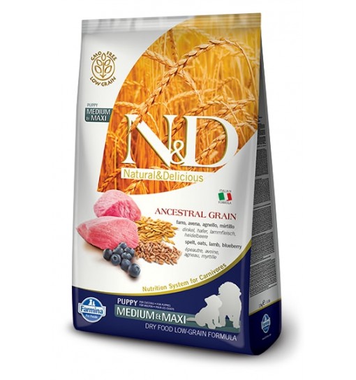N&D Puppy medium maxi low grain agnello farro avena e mirtilli 12 kg