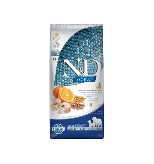 N&D Low Grain Adult medium farro avena merluzzo 12 kg
