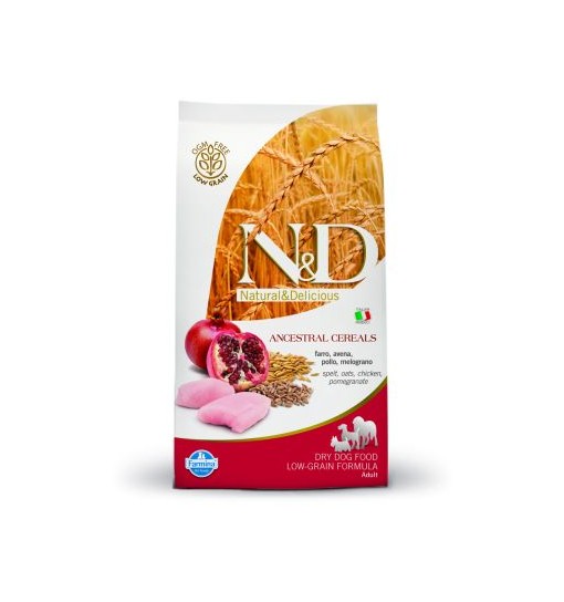 N&D low grain light medium e maxi farro avena pollo e melograno 12kg