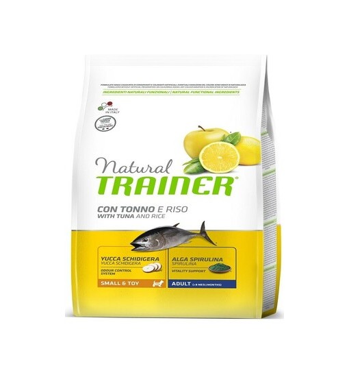 Natural trainer con tonno e riso, alga spirulina mangime per cani, small e adult 2 kg