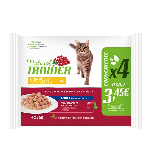 Trainer Bustine gatto Adult al Pollo Flowpack 4 buste 85 gr