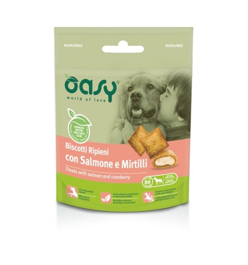 Oasy biscotti ripieni con Salmone e Mirtilli cane 80gr