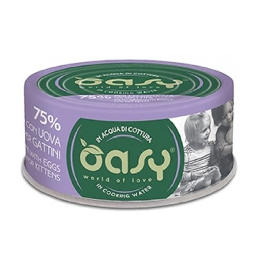 OASY more love Pollo con uova per Gattini in acqua di cottura 70 gr