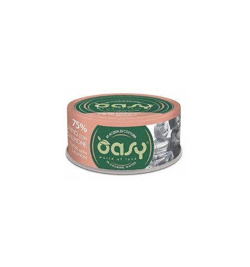 Oasy more love scatolette per gatti Tonno con salmone in acqua di cottura 70 gr