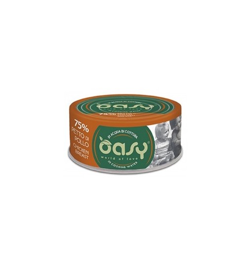 Oasy Scatolette per gatti more love Petto di pollo in acqua di cottura 70 gr