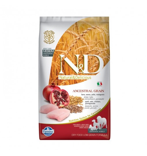 N&D Ancestral Grain Medium PuppyFarro Avena Pollo e Melograno 2,5kg