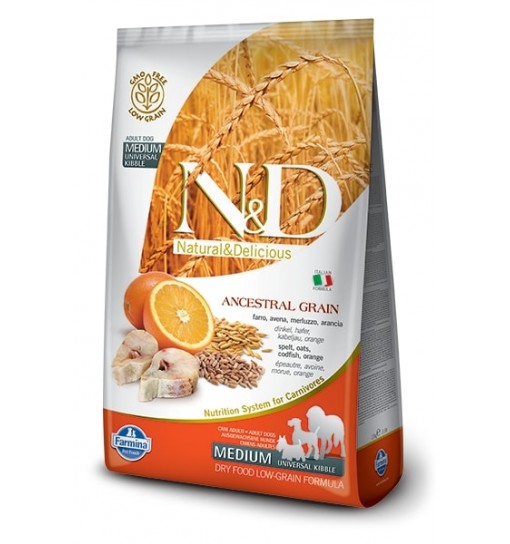 N&D Low Grain Adult medium Merluzzo farro avena e arancia 2,5 kg