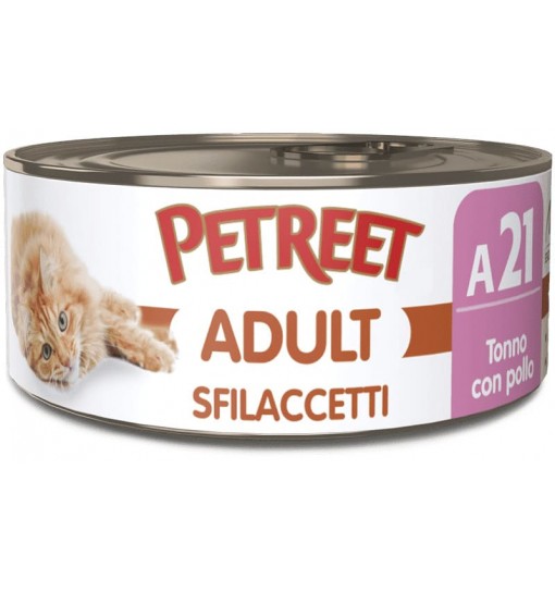 PETREET NATURA TONNO ROSA CON SFILACCETTI DI POLLO 70 gr