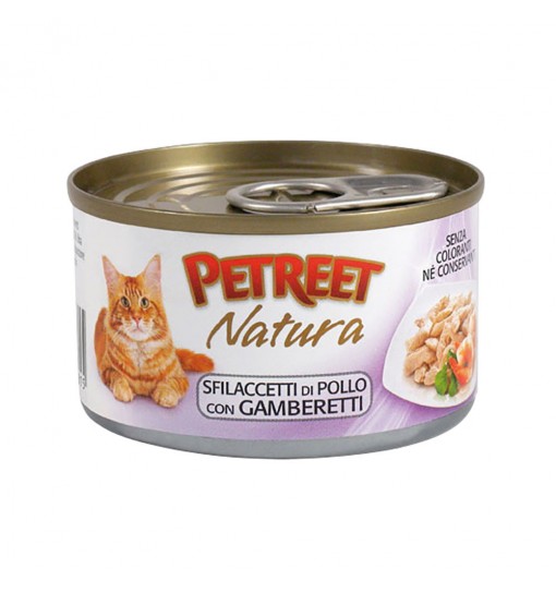 PETREET NATURA PURO SAPORE SFILACCETTI DI POLLO CON GAMBERETTI 70 gr