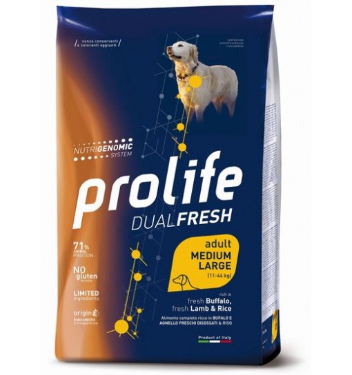 Prolife Dual fresh Adult medium large Bufalo agnello e riso 2,5 kg