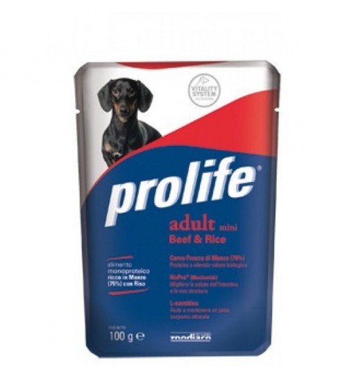 Prolife Adult mini manzo e riso bustine 100 gr