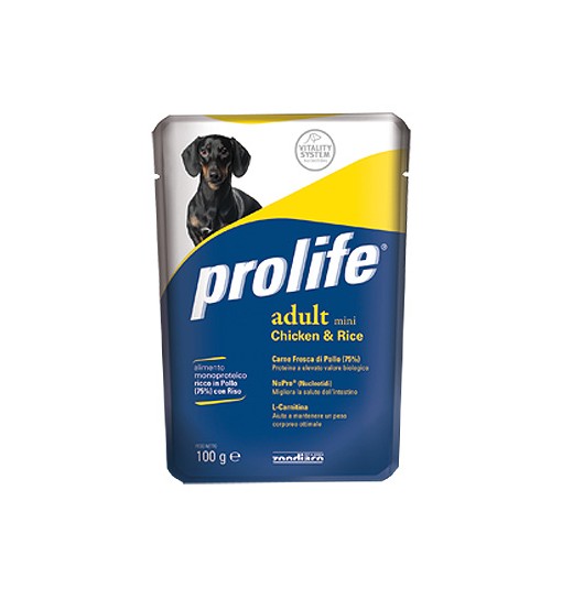 Prolife Adult mini pollo e riso bustine 100 gr