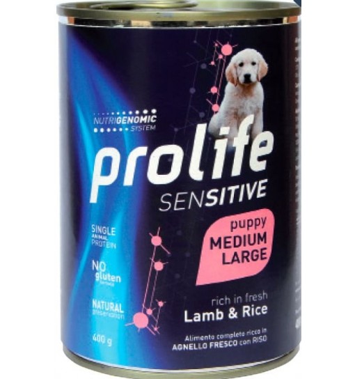Umido prolife puppy sensitive medium large agnello e riso 400 gr