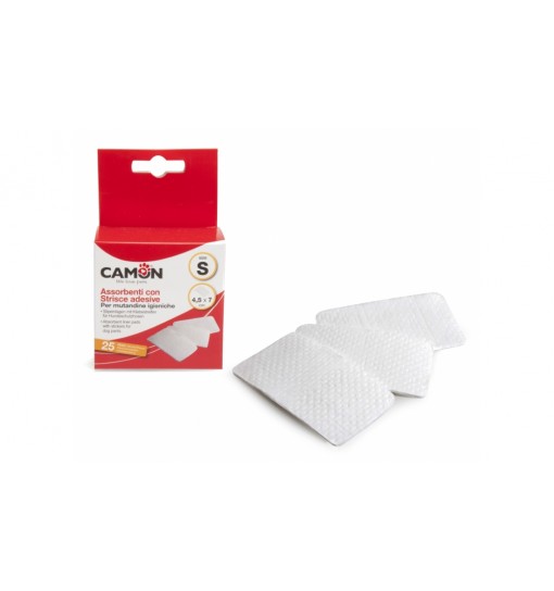 Assorbenti con strisce adesive per mutandine igeniche mis M 5,5 x 9,5 cm camon