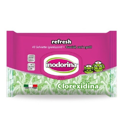 Salviette Inodorina refresh con Clorexidina 100 pz