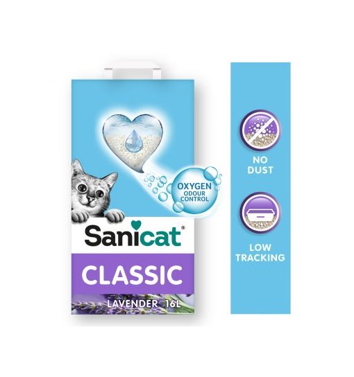 Lettiera per gatti Sanicat classica lavanda 16 L