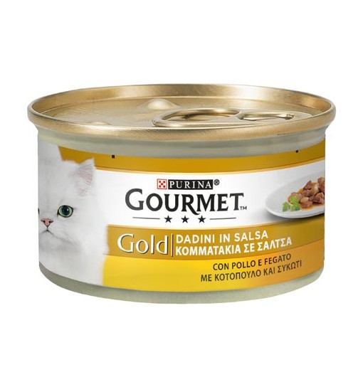 Scatolette Gourmet Gold dadini in salsa con pollo e fegato 85 gr gatto