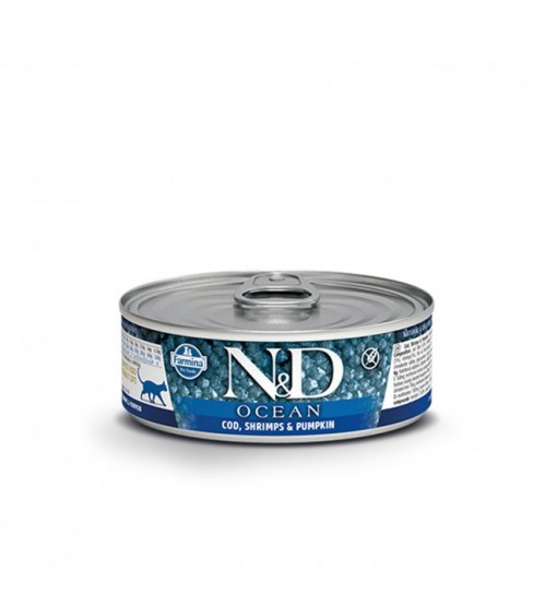 Scatolette N&D Farmina Ocean Palamita e Gamberi Gatto 80gr