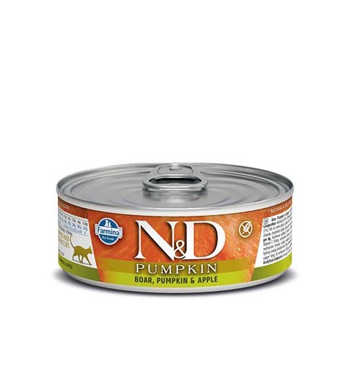 Scatolette N&D Farmina Pumpkin Cinghiale zucca e mela gatto 80gr