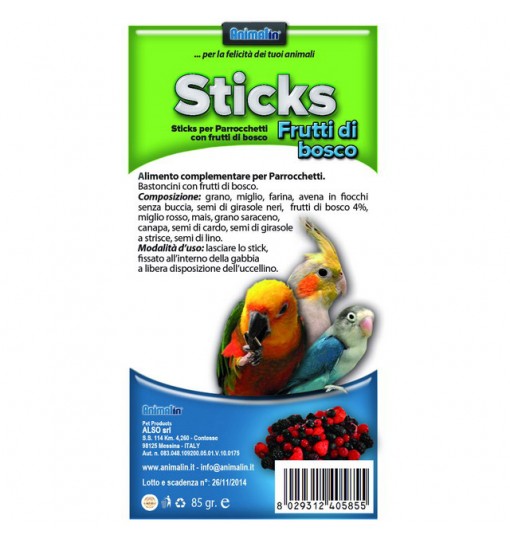 Sticks frutti di bosco per pappagalli parrocchetti 85g