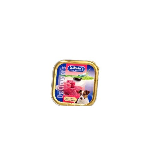 Vaschetta umido Patè Salmone e riso Dr Clauder's 100 gr cane