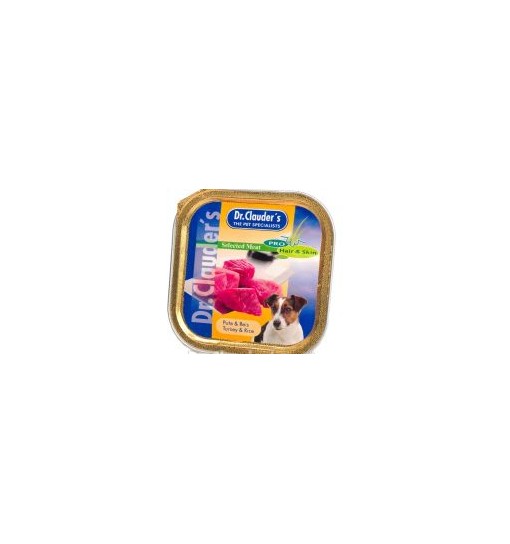 Vaschetta umido Patè Tacchino e riso Dr Clauder's 100 gr cane
