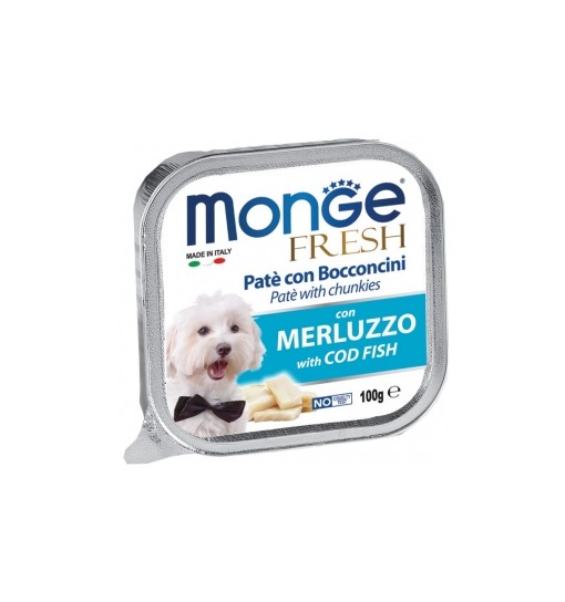MONGE FRESH PATE' E BOCCONCINI CON MERLUZZO 100 gr