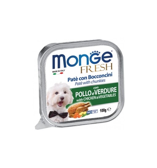 MONGE FRESH PATE' E BOCCONCINI CON POLLO E VERDURE 100 gr