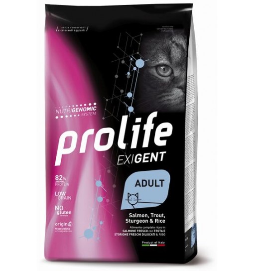 Prolife Exigent gatto adult salmone trota storione e patate 400 gr