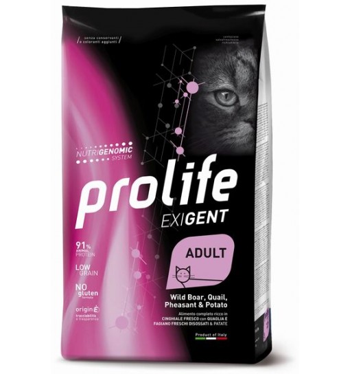 Prolife Exigent gatto adult cinghiale quaglia fagiano e patate 400 gr