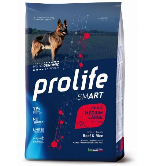 Prolife smart adult medium large manzo e riso 2,5 kg