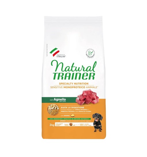 Trainer natural sensitive con agnello e cereali integrali small e toy 2 kg