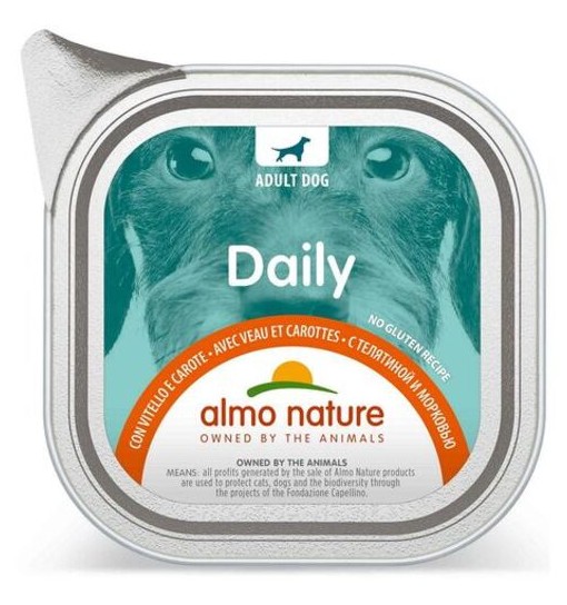 Vaschette Almo Nature Daily con Vitello e Carote 100 gr cane