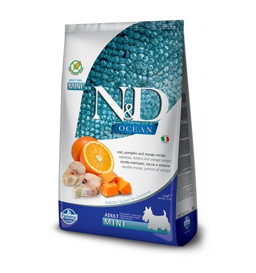 N&D Ocean Pumpkin Mini adult merluzzo zucca e arancia 7 kg