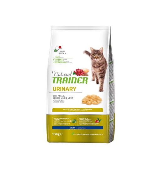 Natural Trainer cat Urinary con pollo semi di lino e uova 1,5 kg