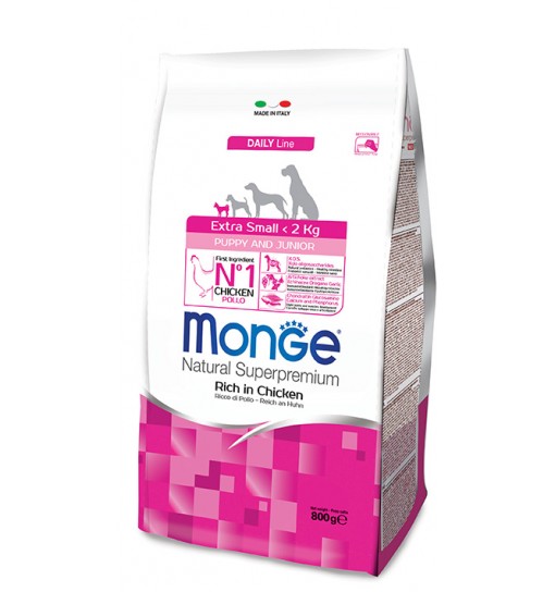 MONGE PUPPY AND JUNIOR EXTRA SMALL POLLO 800g