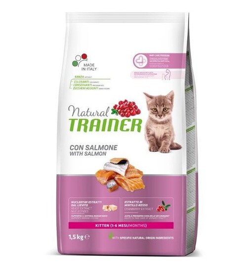 NATURAL TRAINER KITTEN GATTO CON SALMONE (1-6) MESI 1,5 kg