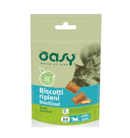 Oasy Biscotti ripieni per gatti sterilizzati 60 gr
