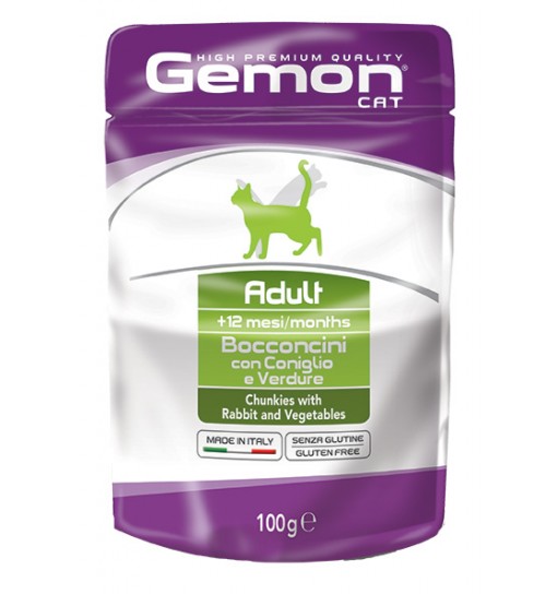 bustine gatto Gemon Adult coniglio con verdure 100 gr