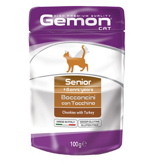bustine gatto Gemon Senior bocconcini con tacchino 100 gr