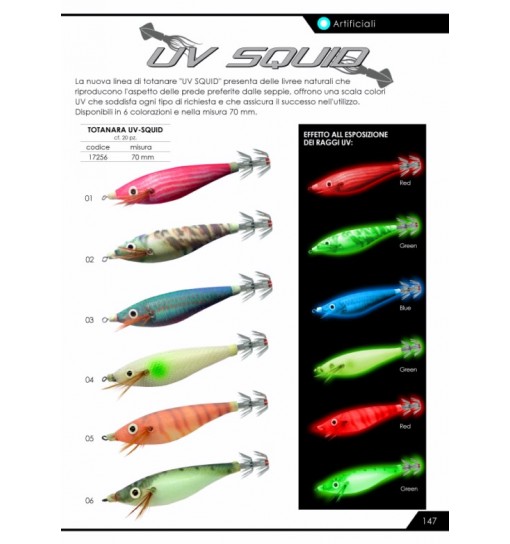 Totanara Squid UV - Soft 70 mm Bianco / Verde colore 04 Expert Predator