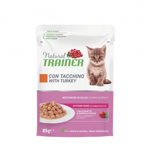 Trainer natural Kitten umido con Tacchino Bocconcini in salsa 85 gr