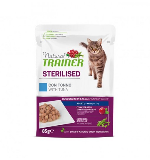 Trainer natural sterilizzato umido con Tonno Bocconcini in salsa 85 gr