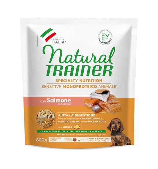 Trainer natural Sensitive Puppy e junior salmone small e toy 800 gr