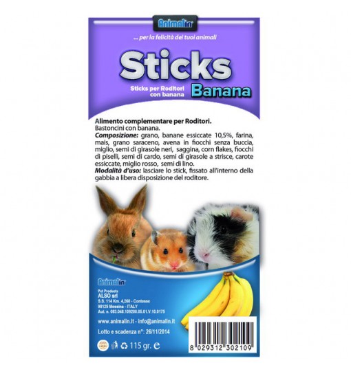 Sticks per roditori con banana 2 pz 115 gr Also