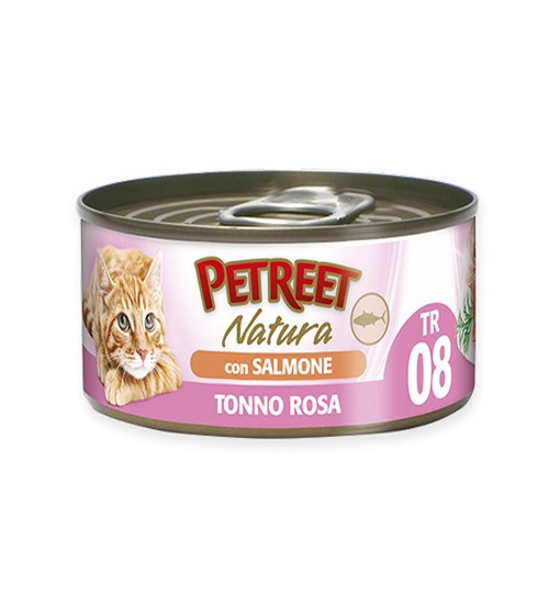 Scatolette per gatti Petreet natura tonno rosa con salmone TR 08 70 gr